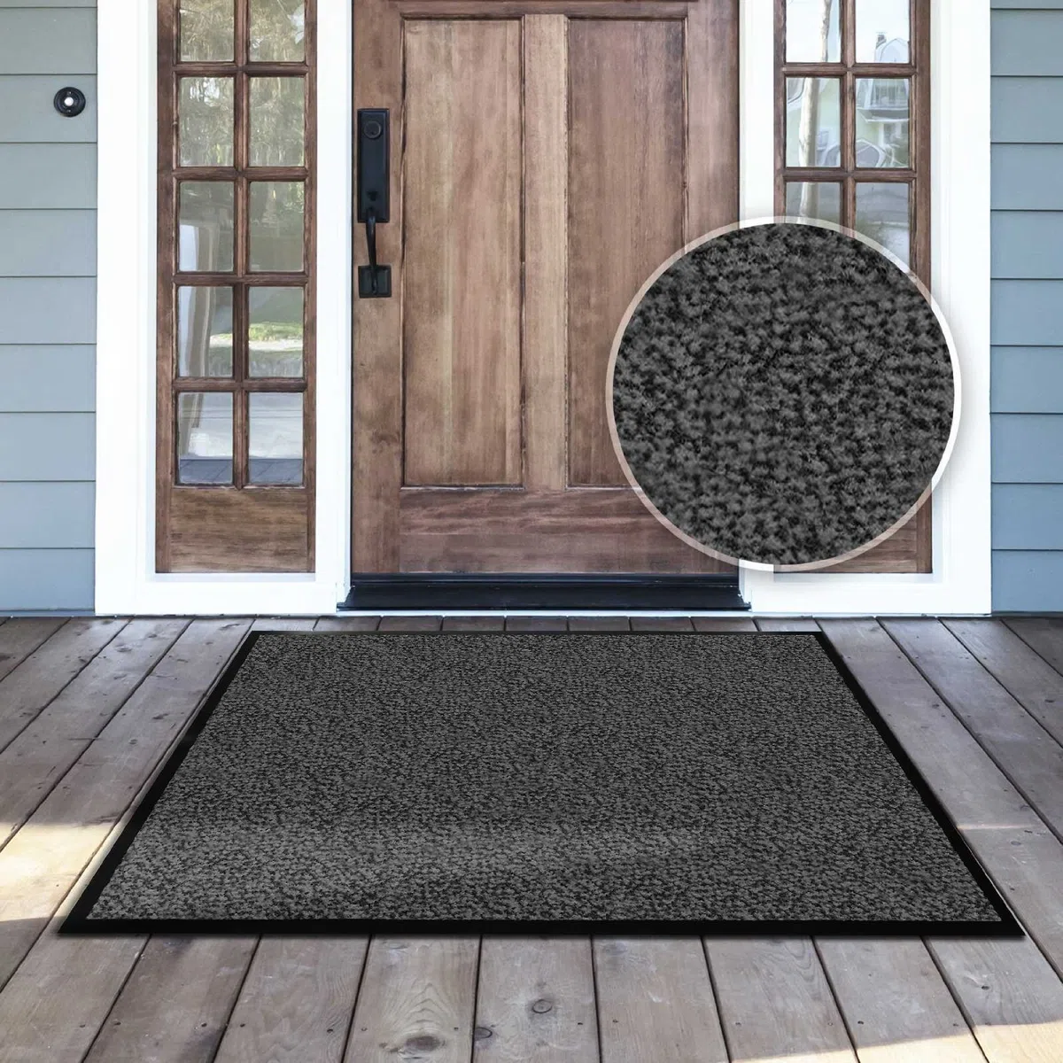 casa pura - Tappetino per Ingresso da interno SKY tappetino antiscivolo e antipolvere, zerbino d'ingresso per interni, zerbino lavabile e ultra assorbente - Antracite - 90x150 cm