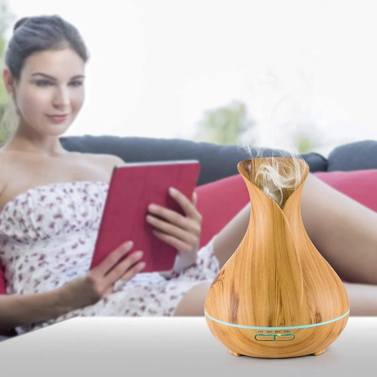 550ml Diffusore di Oli Essenziali, Umidificatore con Timer, Spegnimento Automatico,7 Colori Luce LED, Senza BPA