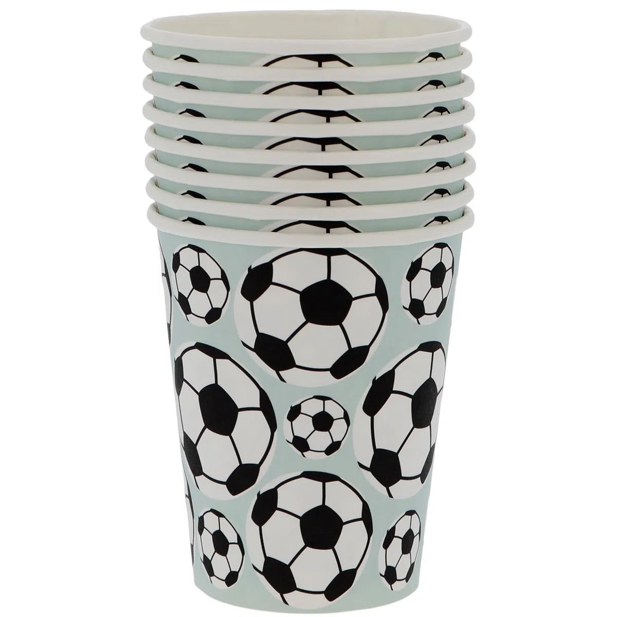 Folat 27567 Calcio Blu Verde Biecchieri - Fantastic Football - 250 ml - 8 pezzi - Decorazione da calcio per compleanno per bambini maschi e femmine
