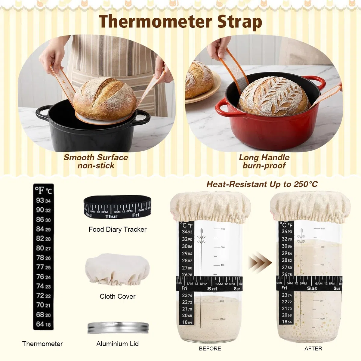 Kit di Banneton per Pane, 17 Pezzi Kit Pane A Lievitazione con Cesto Rotondo Ovale, Mixer, Coltello da Pane, Kit Panetteria per Principianti e Panettieri
