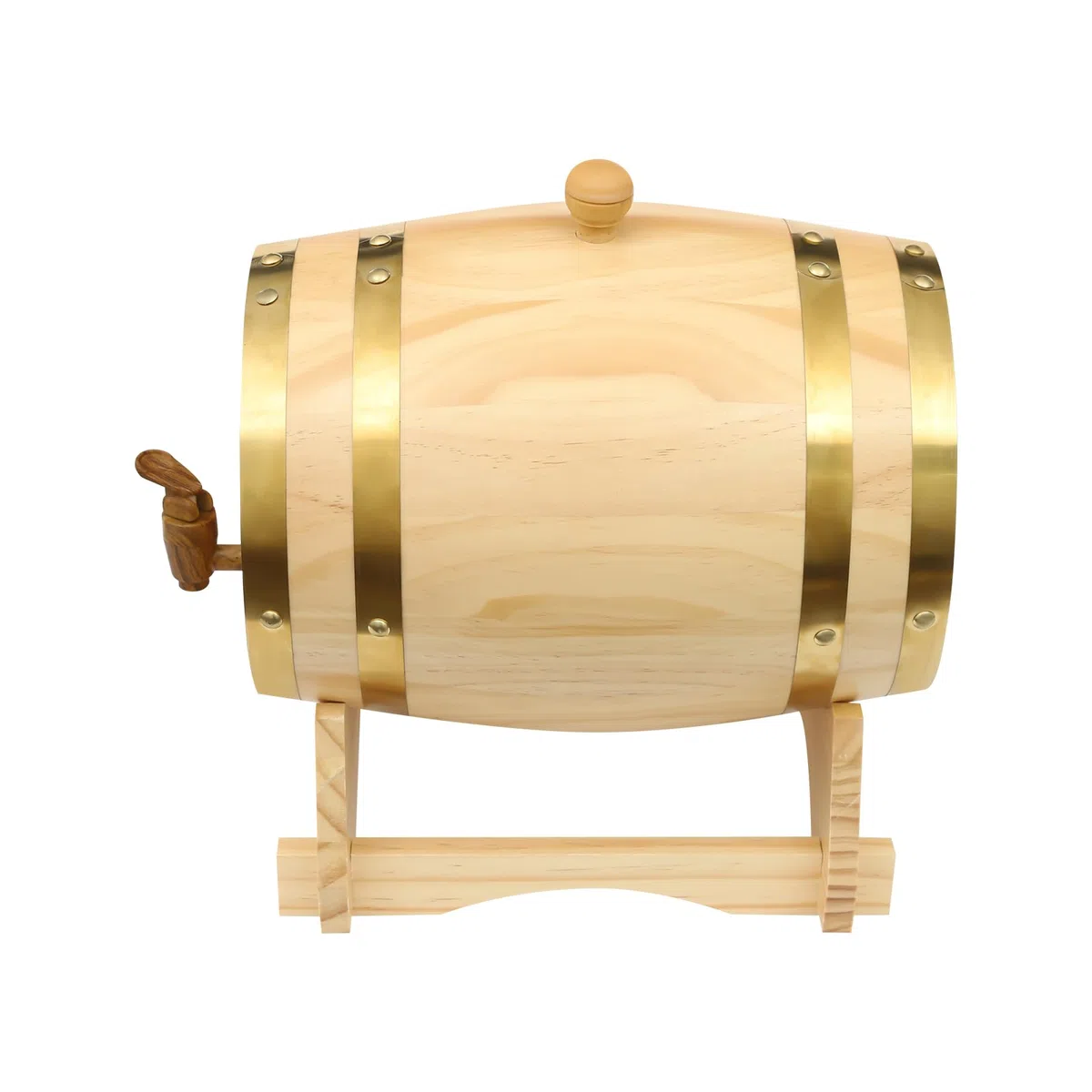 Botte di rovere da 5 l, con supporto in legno e rubinetto, in pino di alta qualità, raffinata e bella, moderna botte di whisky, a prova di perdite, per whisky, bourbon, tequila e aceto di vino