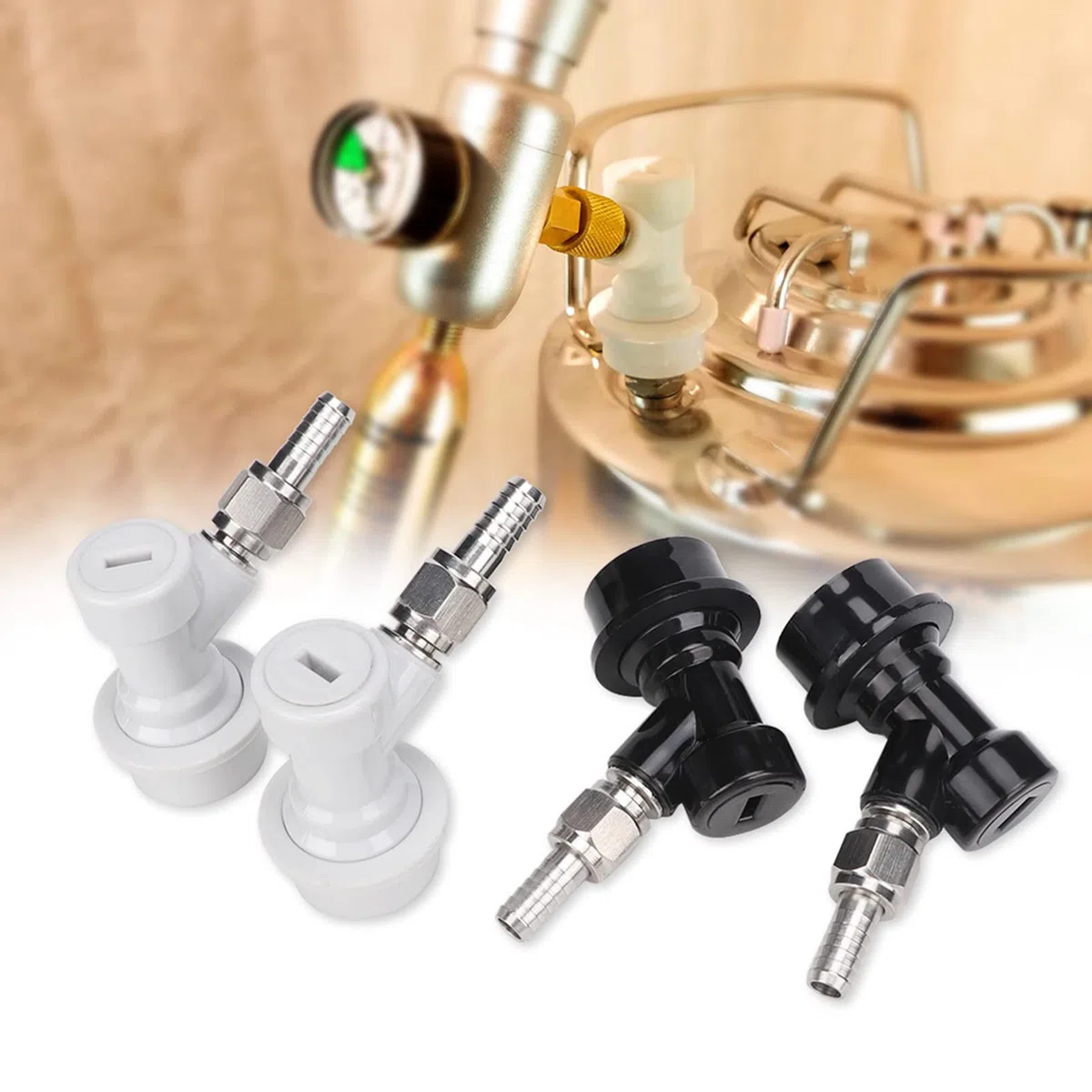 Connettore per Fusti Di Birra, Kit Adattatore Di Scollegamento Da 4 Pezzi Ball Lock Filettato Raccordi Con L'adattatore Morsetto per Vinificazione E Birra Fatta in Casa