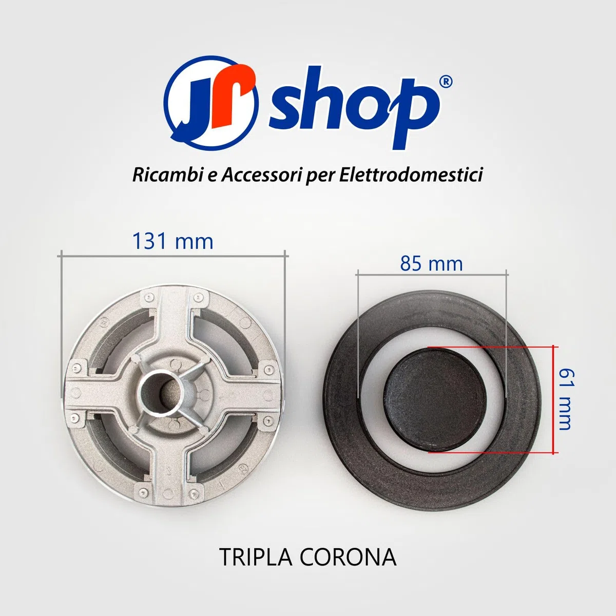 Kit 5 bruciatori adattabile a piano cottura compatibile con Ariston - Nardi - Franke completo di piattelli spartifiamma di cui una tripla corona