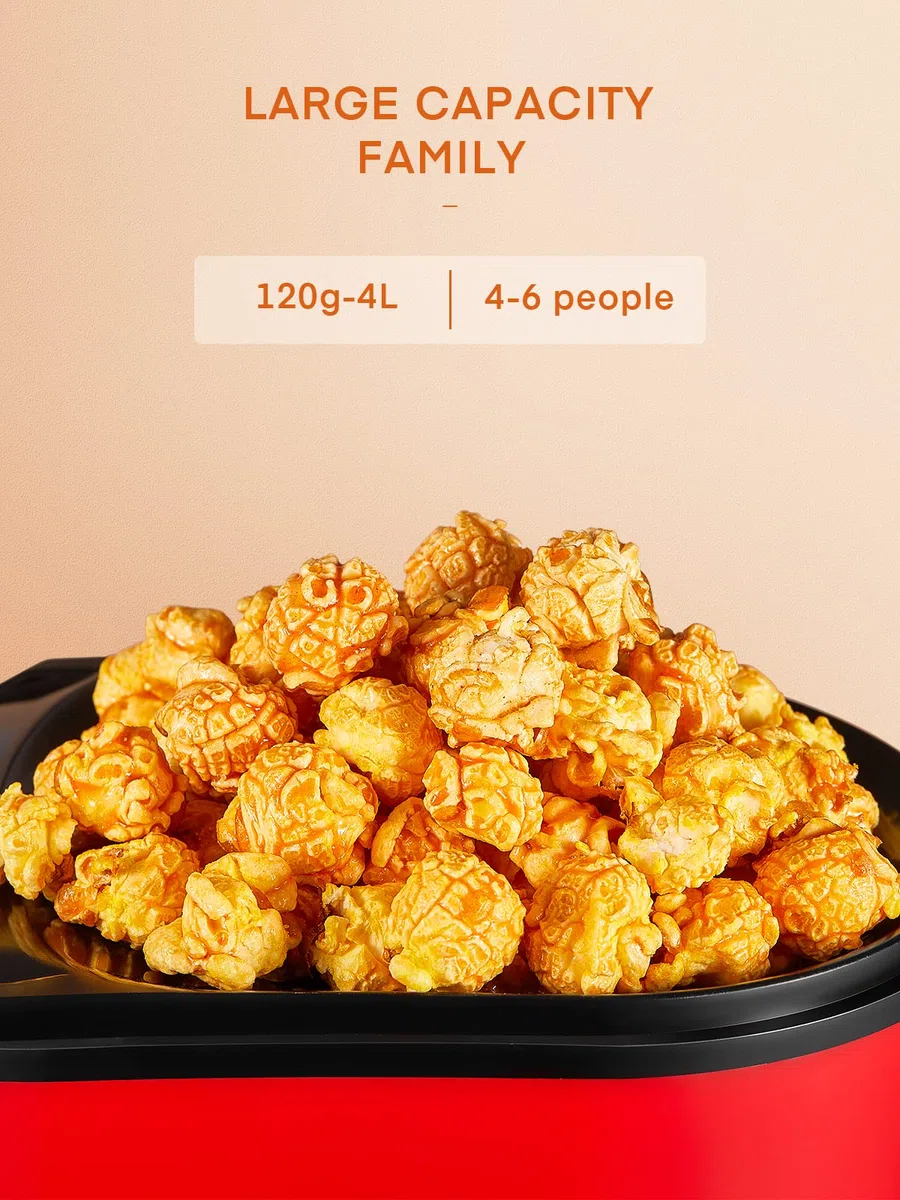 Macchina Popcorn 1400W, 4L Gande Capacità, 120g Macchina per Popcorn Aria Calda, Pop Corn Macchina, Salute e Senza Grassi, 2 Minuti Veloce, Festa Film, Natale, Anniversario per Bambini