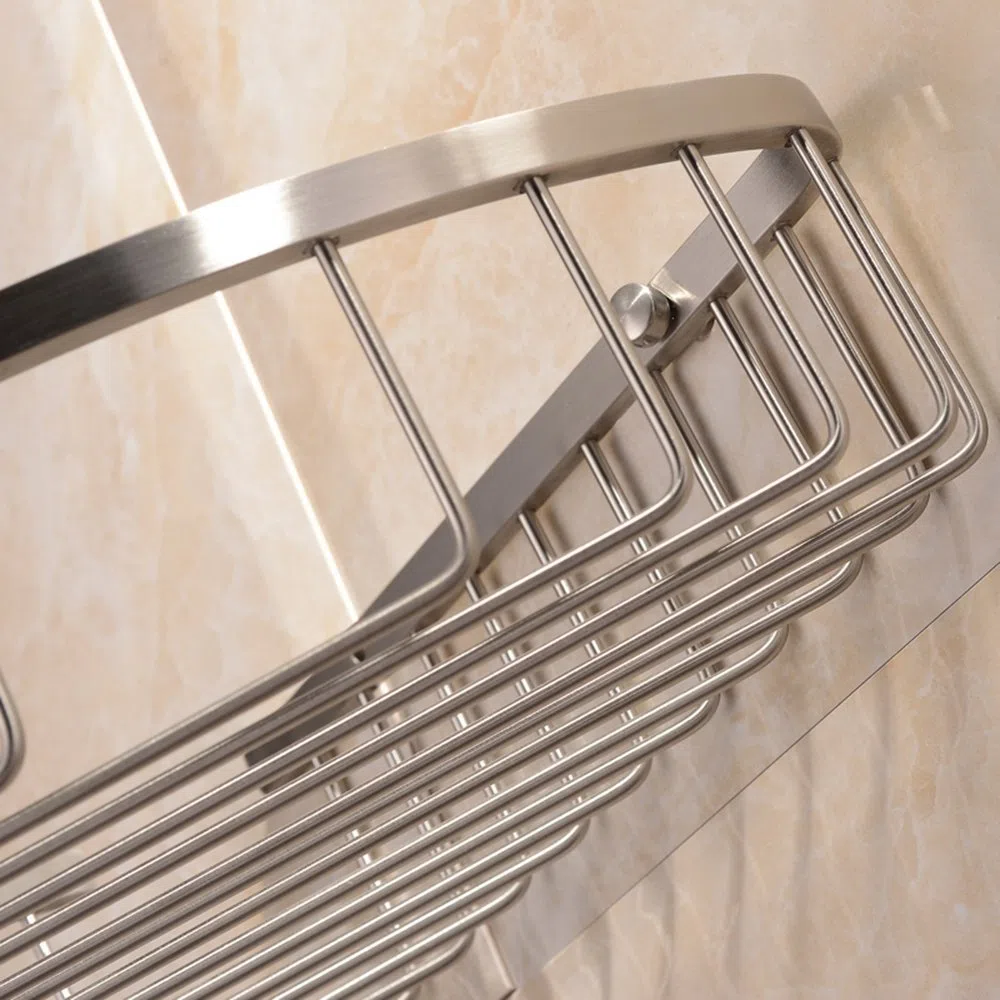CS003 - Mensola angolare per bagno, montaggio a parete, in acciaio INOX
