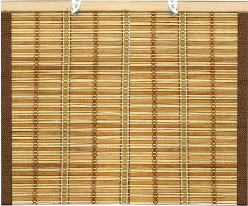 Tenda da sole Tapparella in midollino 1,2x2,5H mt con corda e bordo in cotone