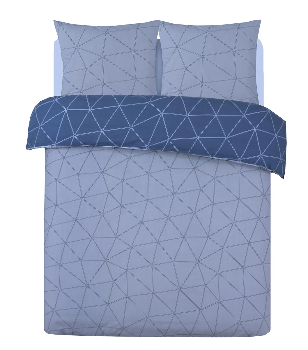 VISION Hugo Blu - 100% cotone - Set Copripiumoni matrimoniale reversibile 240 x 220cm con 2 federe 65 x 65cm per letto matrimoniale - Tessuto morbido e confortevole - Certificato Oeko-Tex