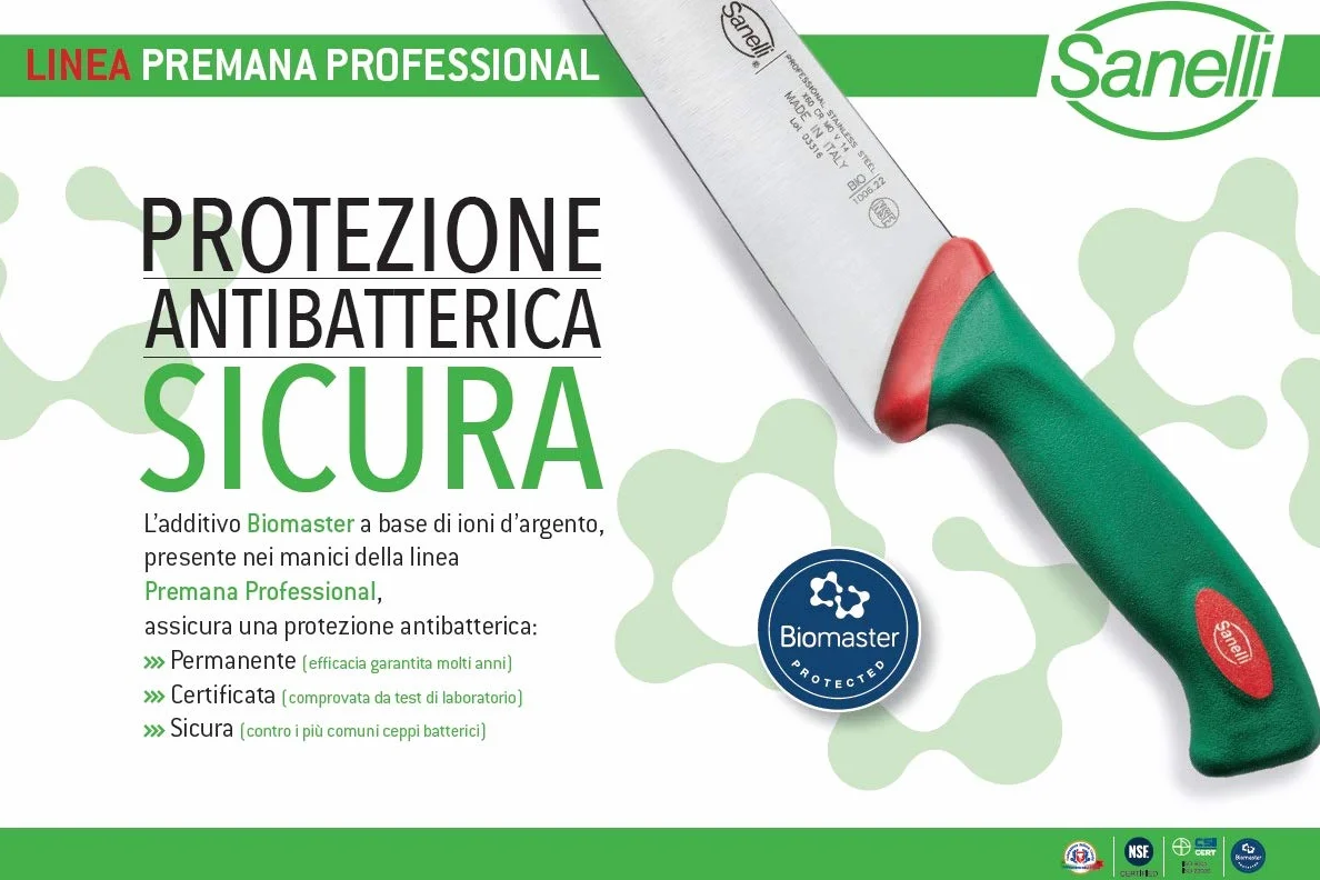 Sanelli Premana Professional Coltello Nakiri, Acciaio Inossidabile, Verde/Rosso, 31.5 x 3 x 6 cm