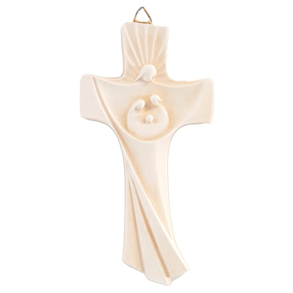 HOLY FAMILY Crocifisso Croce resina e polvere di marmo Gesù Sacra Famiglia da parete 30 cm/In chiave moderna | Unico nel suo genere | Prodotto Artigianale Made in Italy