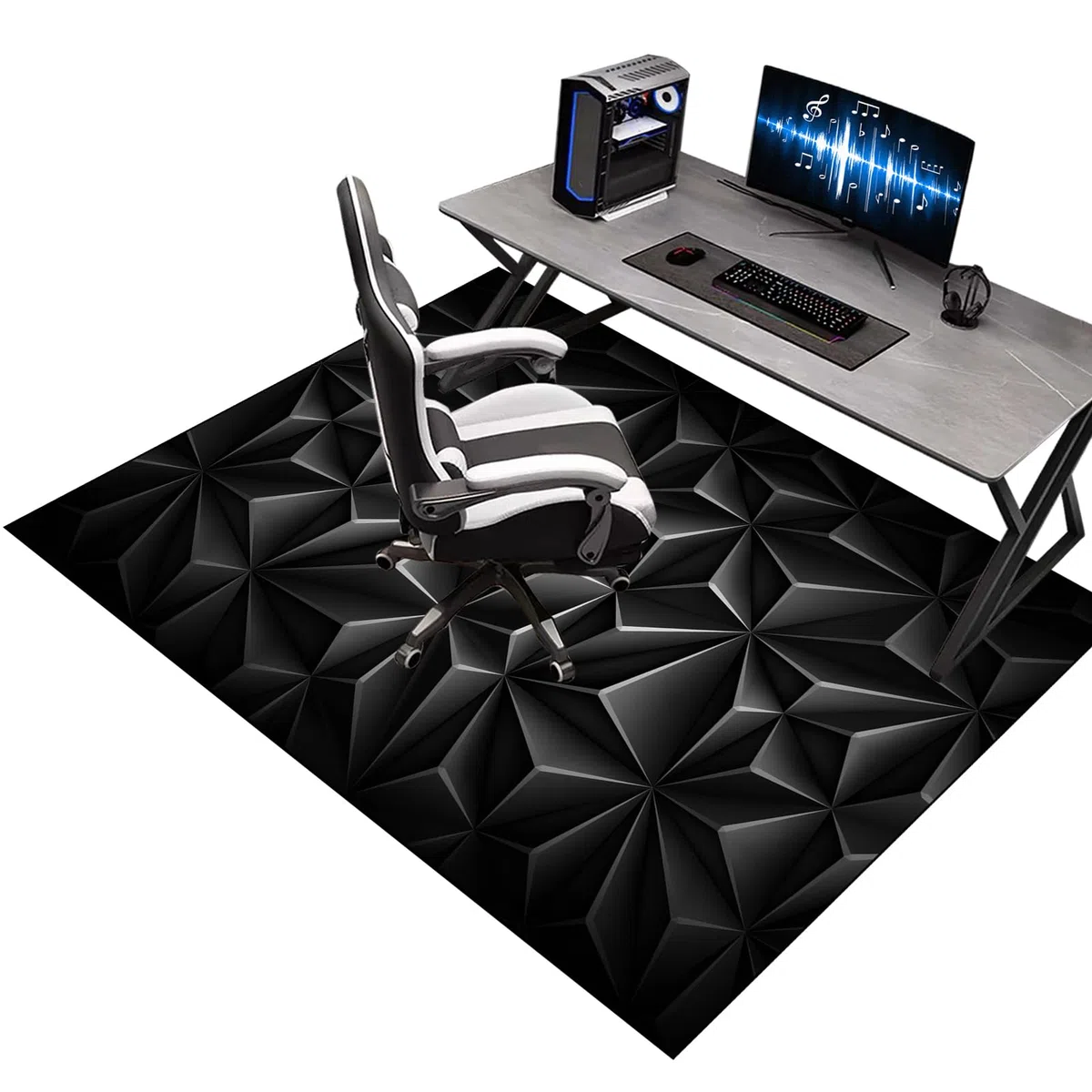 Tappeto Sedia Gaming 60 x 120 cm, Tappeto Sedia Ufficio, Tappeto Salvapavimento Antiscivolo, Tappeto per Sedia con Ruote, Tappetino per Sedia da Scrivania, Tappetino Protettivo per Pavimenti Duri