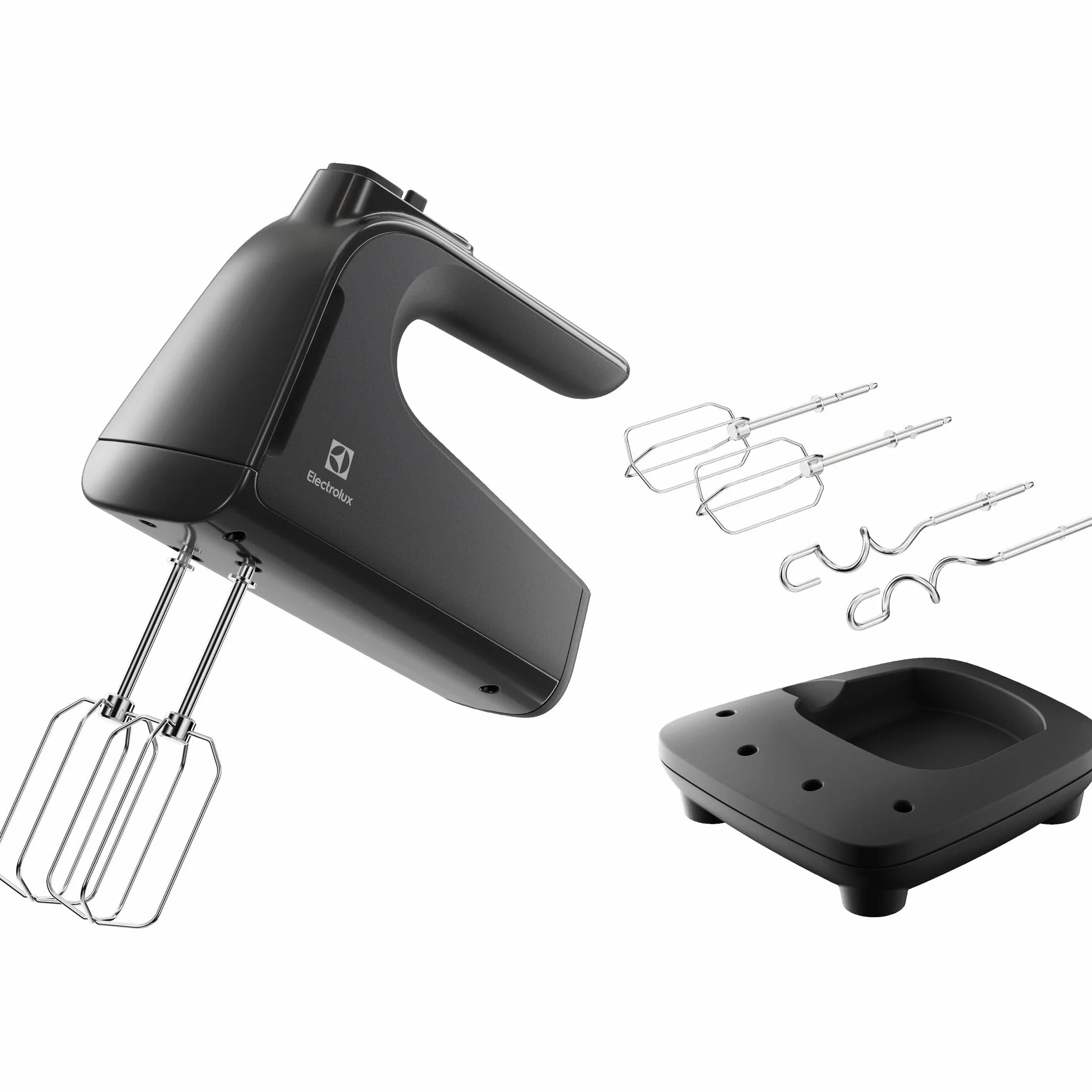 Electrolux EHM4B Sbattitore Elettrico Serie 300, 500W, 5 Velocità + Turbo, Fruste E Ganci Impasto Inclusi, Design Ergonomico, Parti Lavabili In Lavastoviglie, Grigio