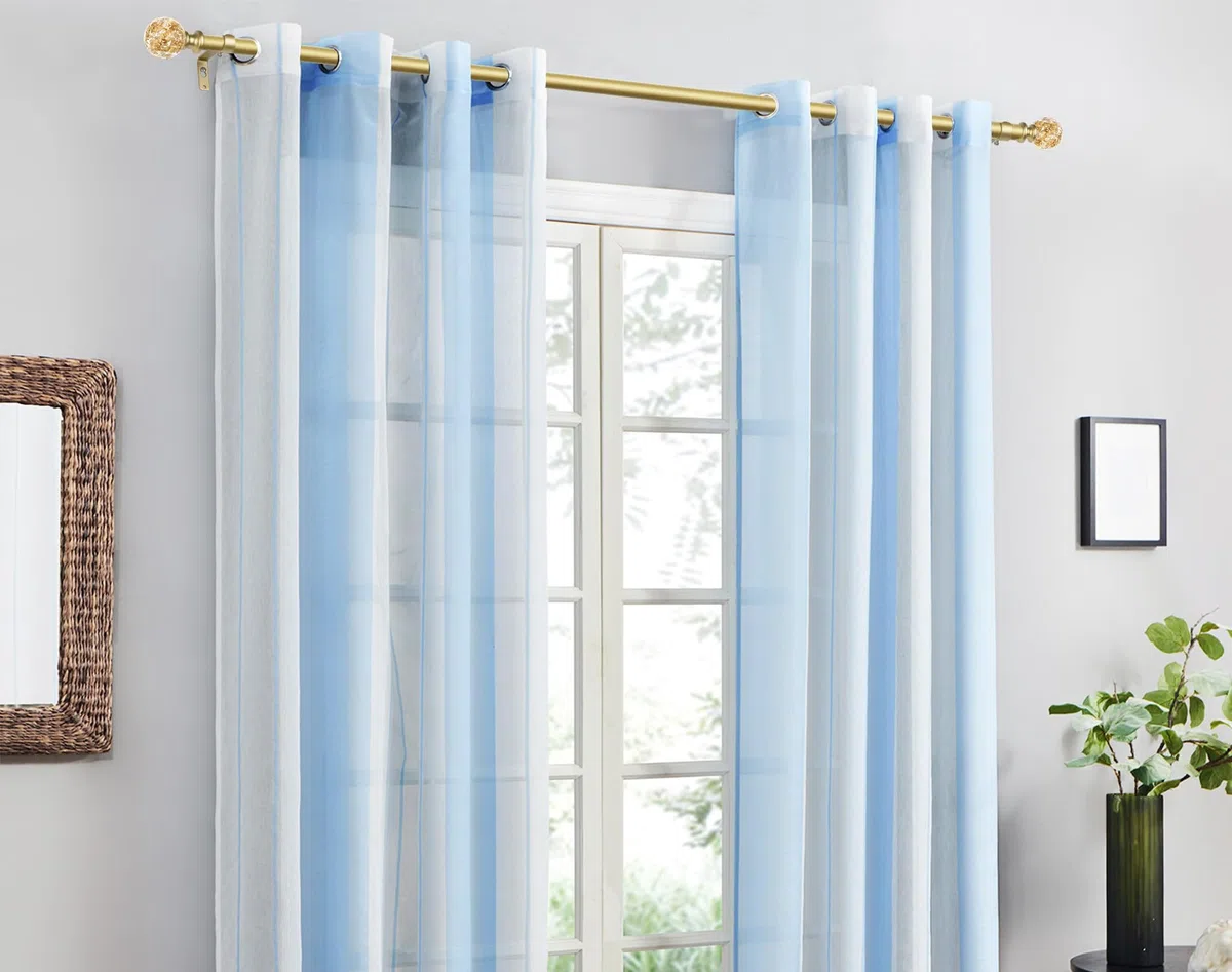 KAMANINA Bastone per Tende Estensibile da 80 a 292cm, Bastone per Tende Oro con Tappi Terminali Cristallo, Per Finestre Balconi Camere Da Letto