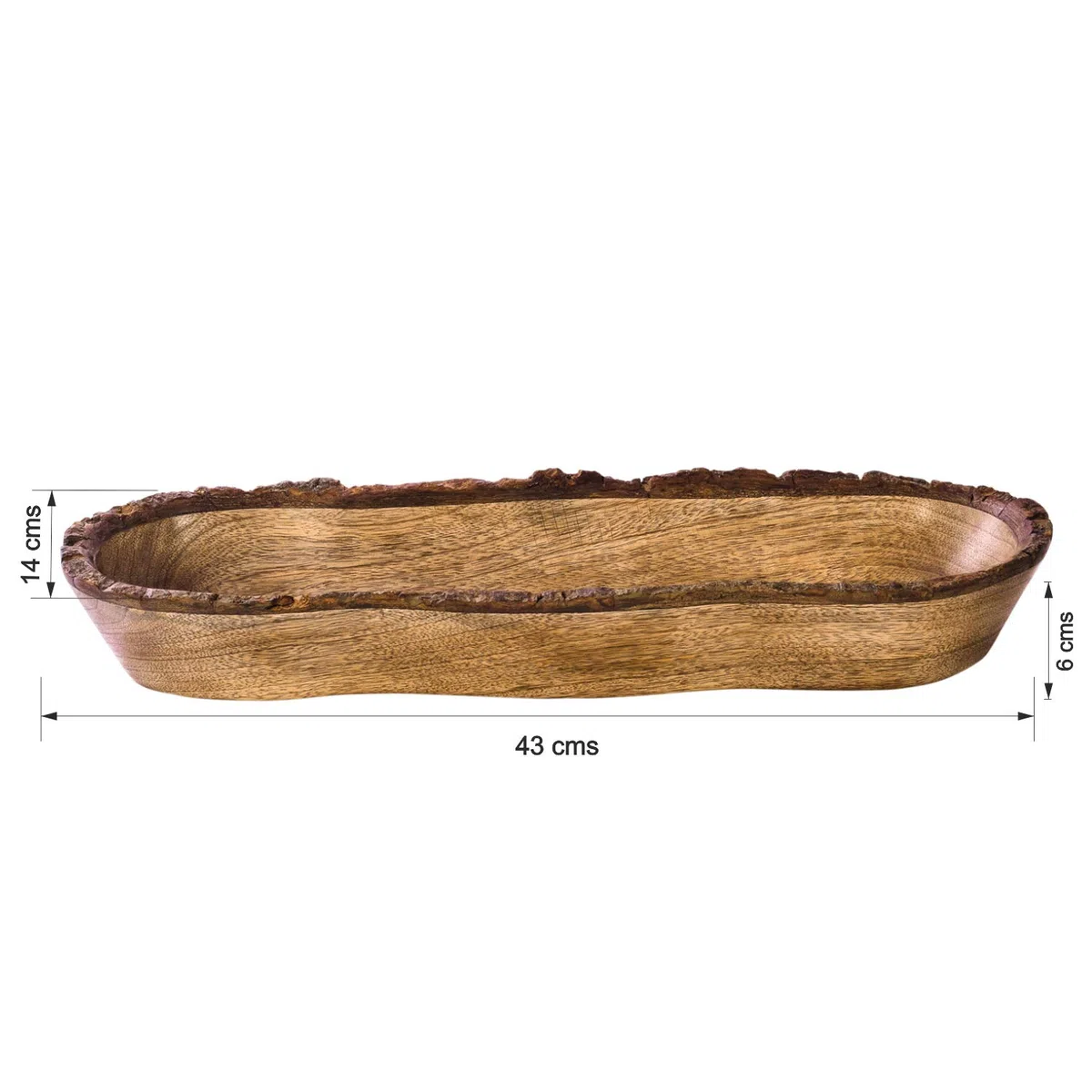 Vassoio in Legno Naturale, Ciotola per Insalata, Verdure e Frutta, Vassoio Grande e Profondo per la Famiglia, le Feste. (Bark Edge Tray (New))