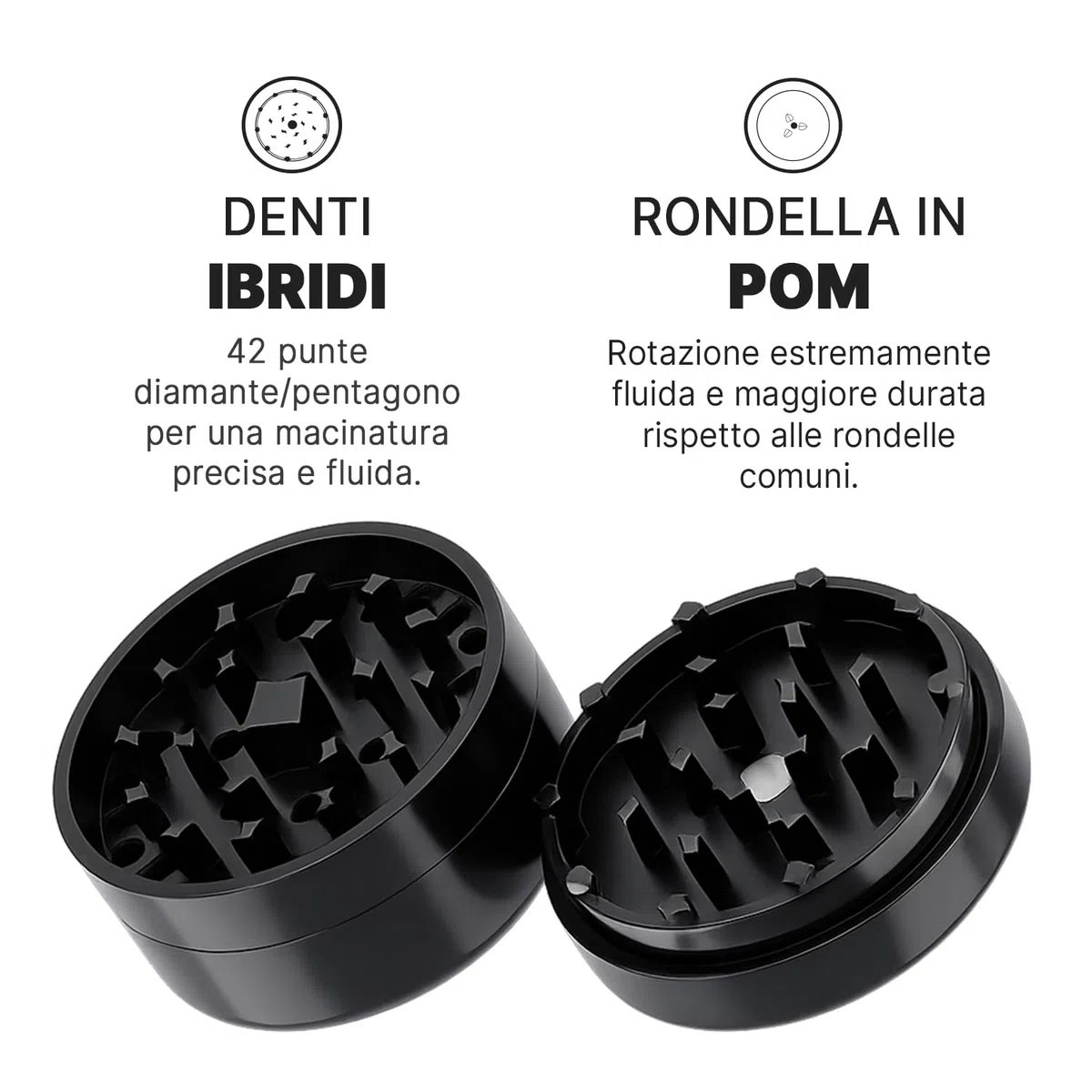 Grinder Premium CERAMIC NANO PRO 2.0 | Rivestimento Nano Ceramico Antiaderente | Sistema Quick-Connect senza filettatura con magnete N52 | Ø 62 mm Camera Profonda | Grinder per Erbe e Spezie