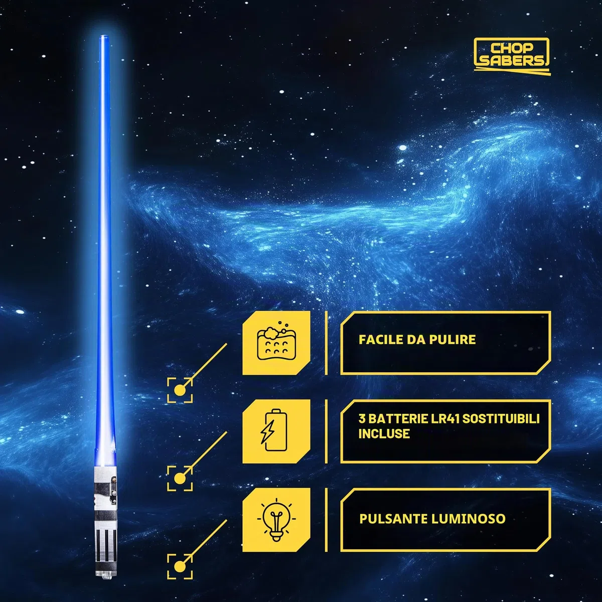 ChopSabers Lightsaber - Bacchette luminose a LED (4 paia, rosso, verde, blu, viola)