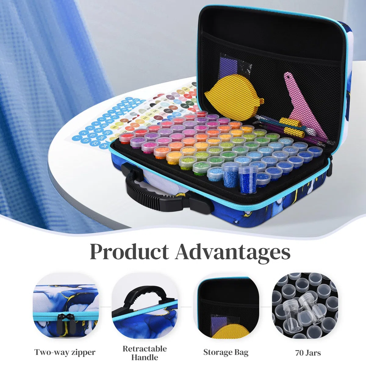 Diamond Painting Kit Completo,70 Slots Diamond Painting Accessori,5D Pittura Diamante Kit per pittura con trass,perle,artigianato fai da te