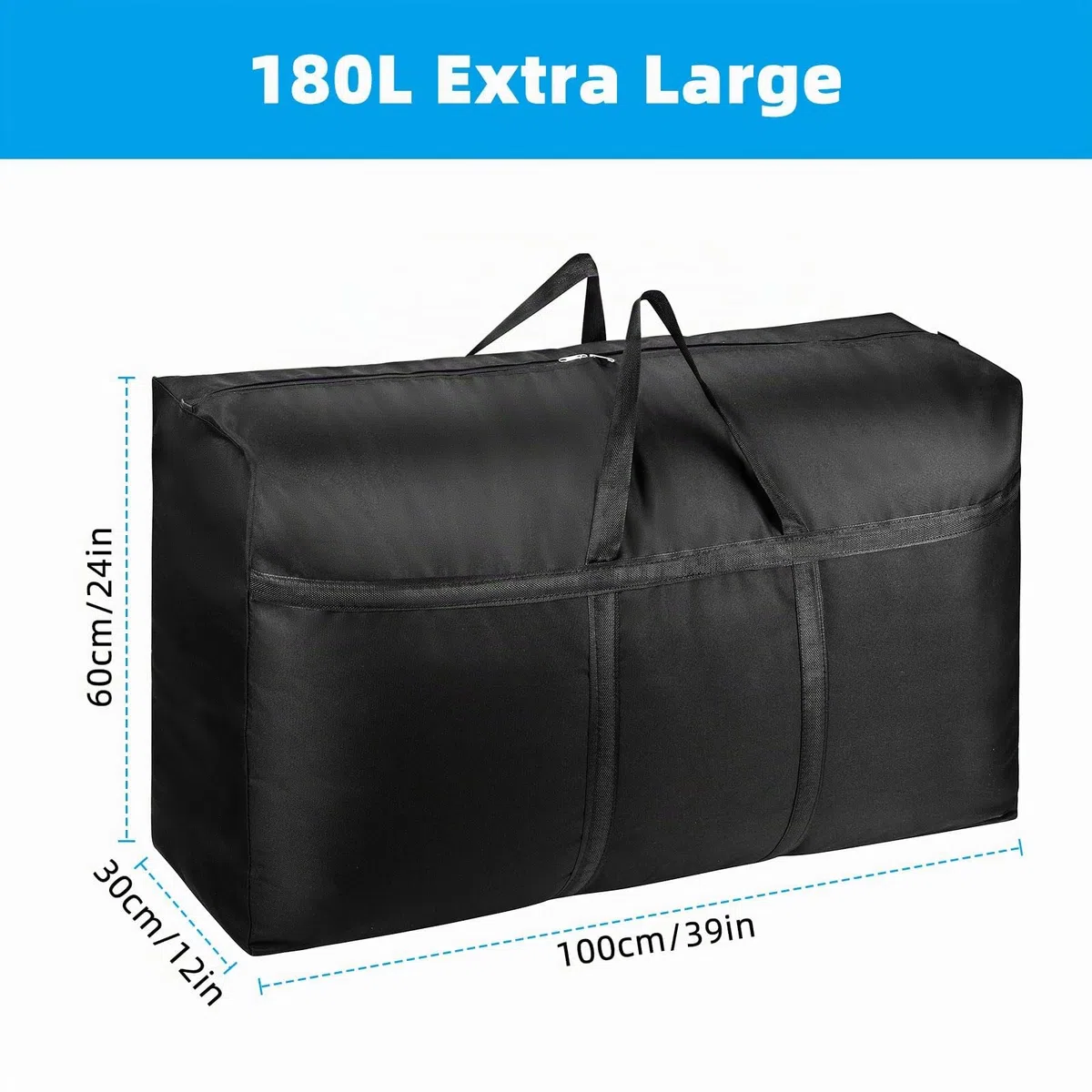 4 Pack 180L Scatole di Immagazzinaggio Extra Large Resistenti con Coperchi per Trasloco Grandi Sacche per Immagazzinaggio Vestiti con Cerniere e Maniglie Tessuto Oxford 600D Resistente (Nero)