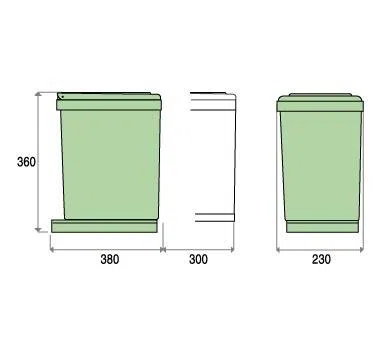 Pattumiera estraibile un secchio colore grigio (LxPxH 23x38x36)