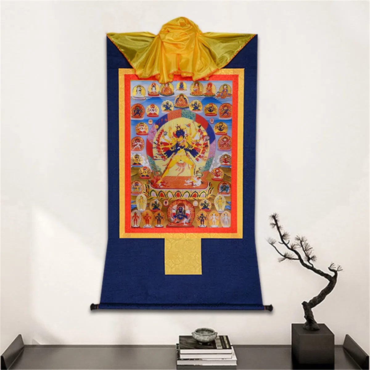 Gandhanra Thangka Tibetano - Kalacakra Vajrayogini Thangka - Arazzo di Buddha a Stampa Dorata per Decorazione Zen, Meditazione, Rilassamento Spirituale e Pace