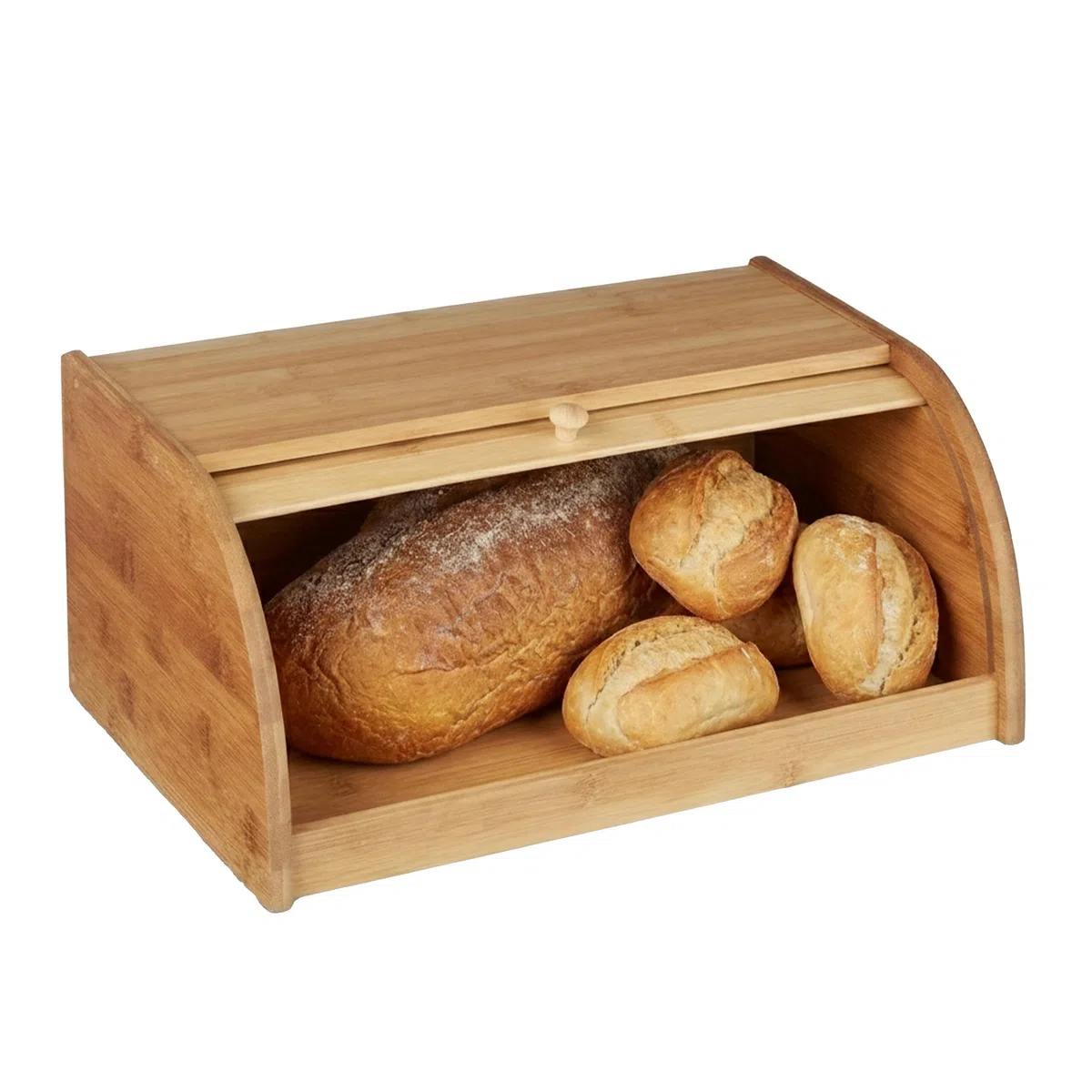 Relaxdays Portapane con Coperchio a Serranda, 16,5 x 40 x 27,5 cm, Cassetta per il Pane Salva Aroma in Legno, Naturale