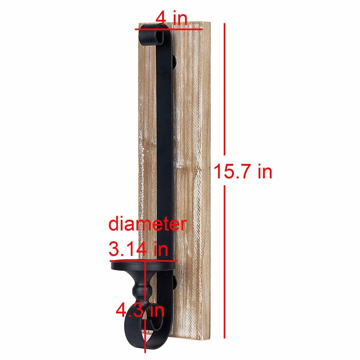 Lampada da parete portacandele (set di 2) supporto da parete nero supporto da parete in metallo e legno portacandele da parete in ferro da appendere portacandele da parete per soggiorno, bagno, sala