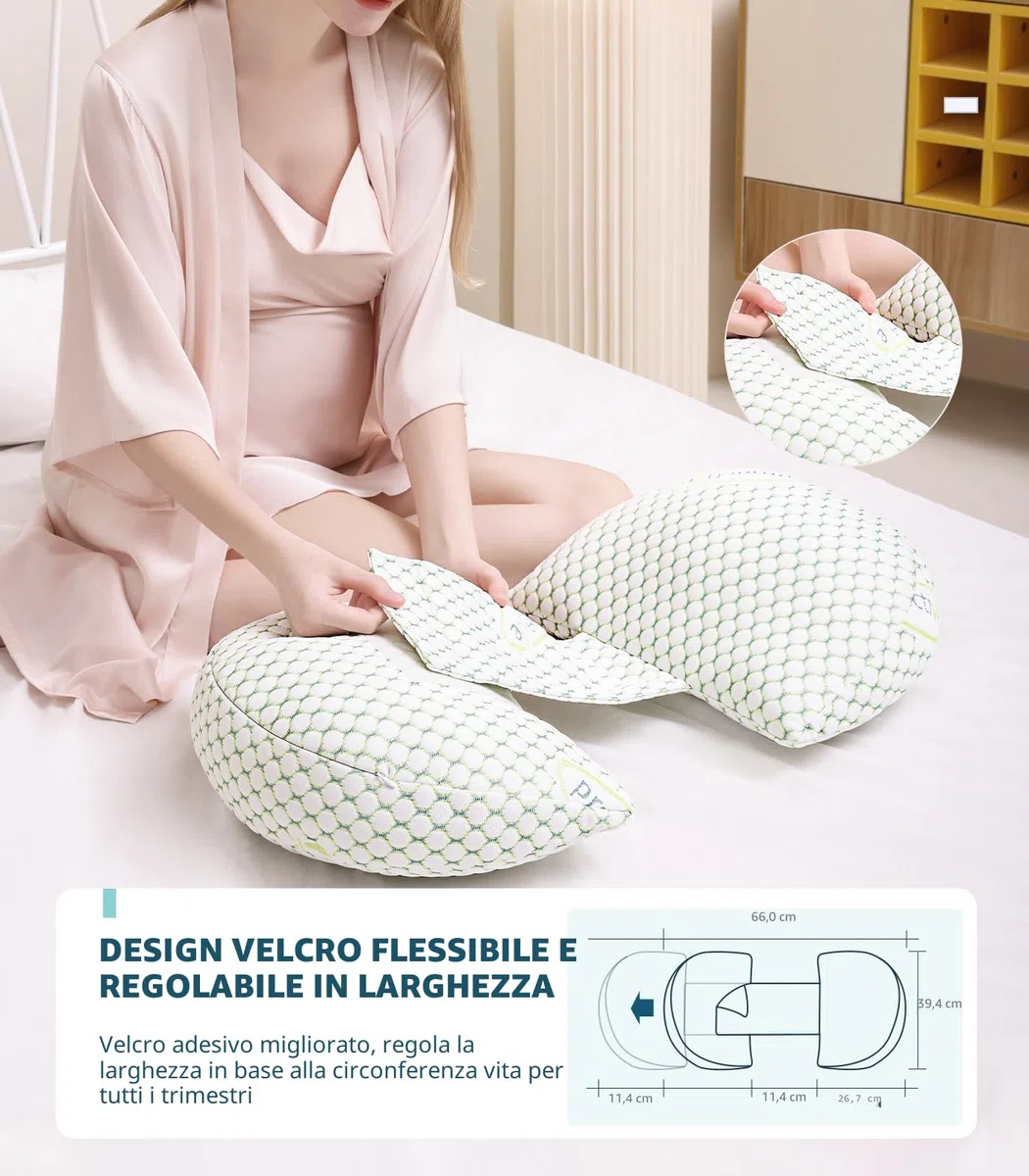 Oternal Cuscino per gravidanza per donne incinte, morbido cuscino per gravidanza, supporto per schiena, fianchi, gambe, cuscino premaman con federa rimovibile e regolabile