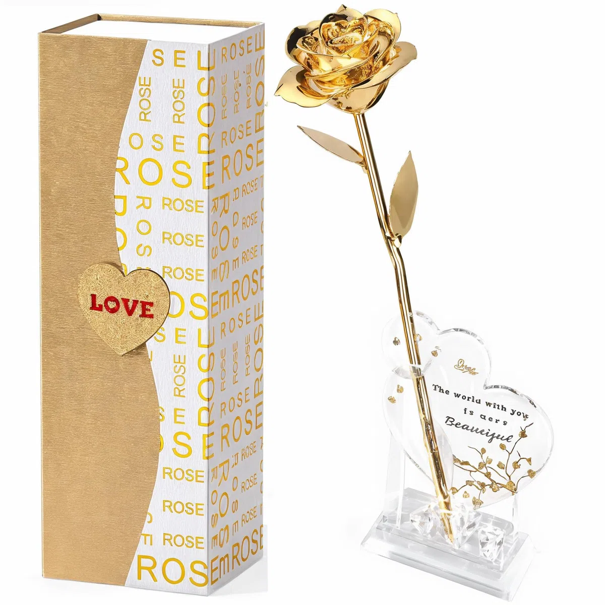 Mikasol Gold Dipped Real 24K Gold Rose, Flower Immersa A Mano In 24K Regali Romantici Della Rosa Per Le Donne In Sua Moglie Fidanzata Compleanno Anniversario San Valentino Festa Della Mamma Natale