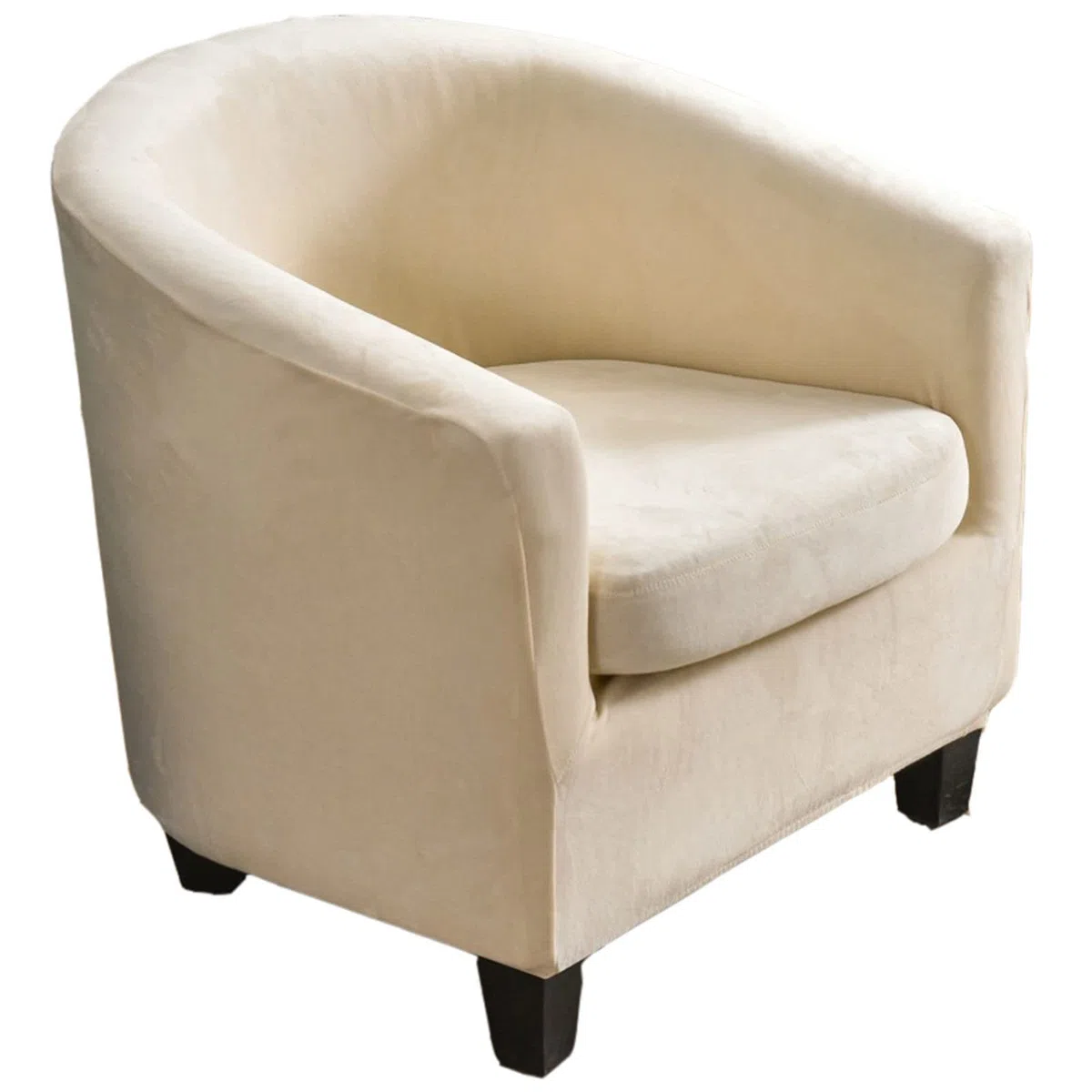Fodera per sedia da club in velluto, 2 pezzi, elasticizzata, con fondo elastico, lavabile in lavatrice, per soggiorno, beige, 2 pezzi