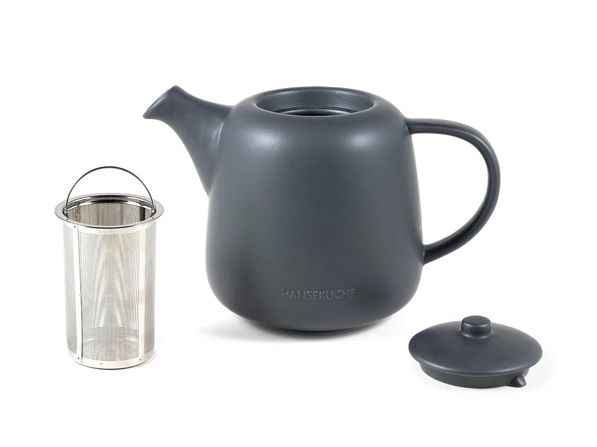 Hanseküche Teiera in Porcellana (1,3L) - Alta Qualità Con Inserto per Colino in Acciaio Inox 304 - Design in Ceramica per Tè e Bustine