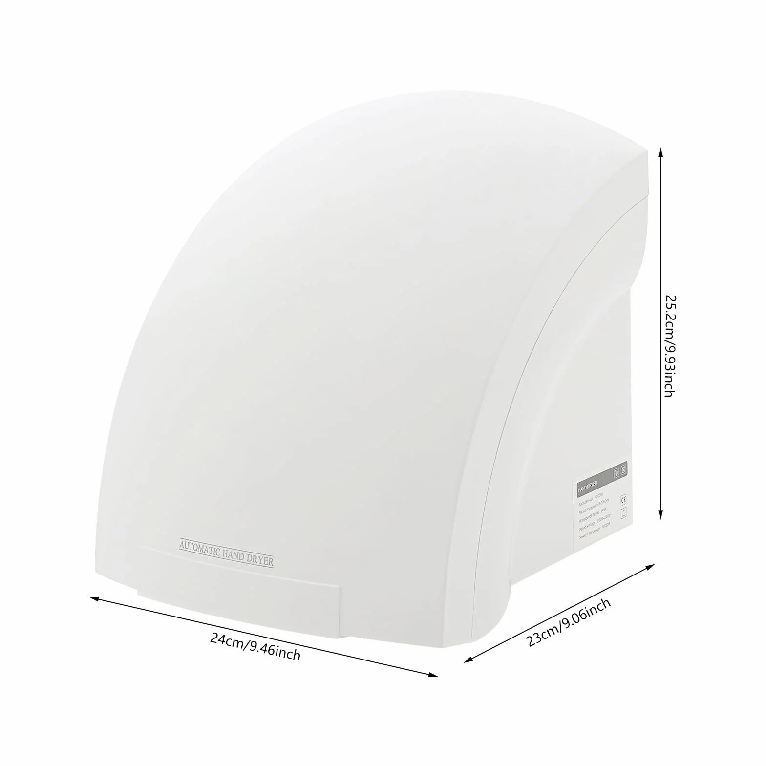 Asciugamani automatico, 1200 W, con sensore a infrarossi, con aria calda/fredda, tempo di asciugatura rapida, 10-15S, asciugatura automatica, compatto per bagno e commerciale, montaggio a parete