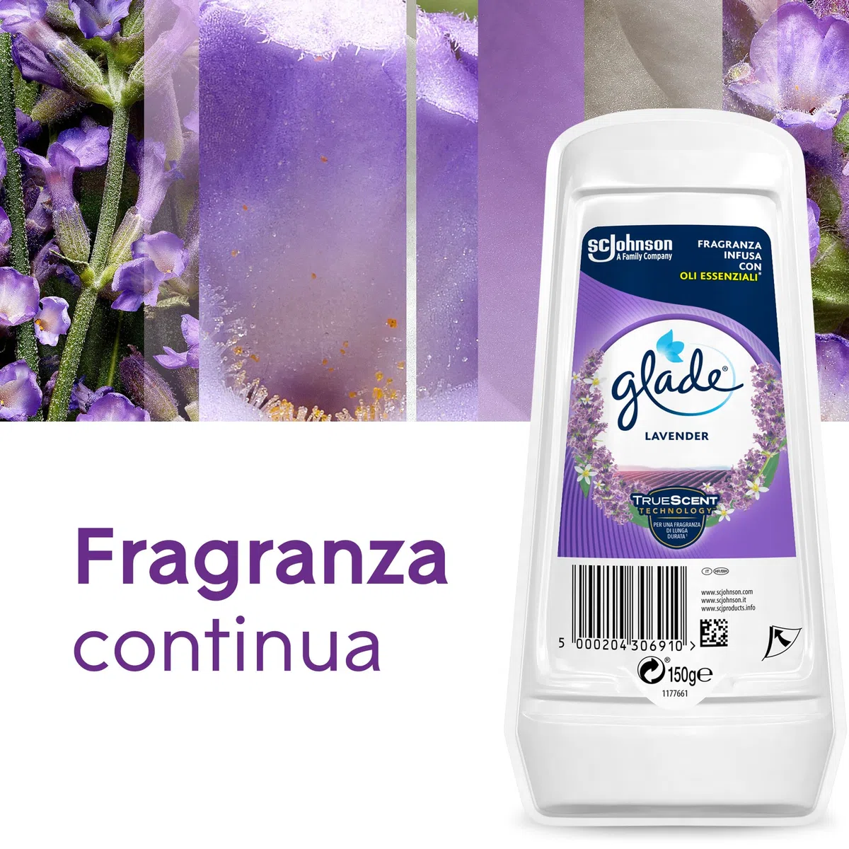 Glade Gel Assorbiodori Profumatore per Ambienti, Per Rinfrescare Stanze e Armadi, Fragranza Lavanda, Formato Scorta 12 Confezioni da 150 gr