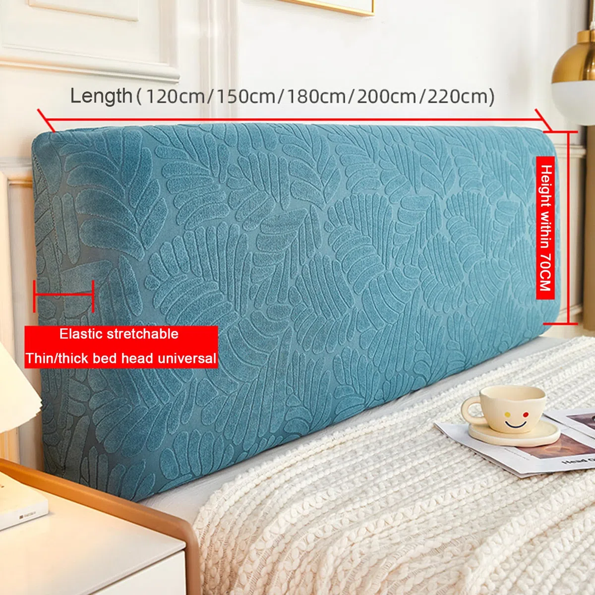 Fodera testiera letto matrimoniale Jacquard 3D, Copri testata elastica all-inclusive antipolvere