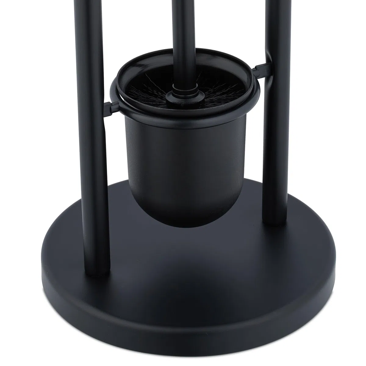 Set WC Relaxdays, Acciaio Inox, HxP: 79 x 22 cm, Porta Carta igienica, scopino con Base, Nero