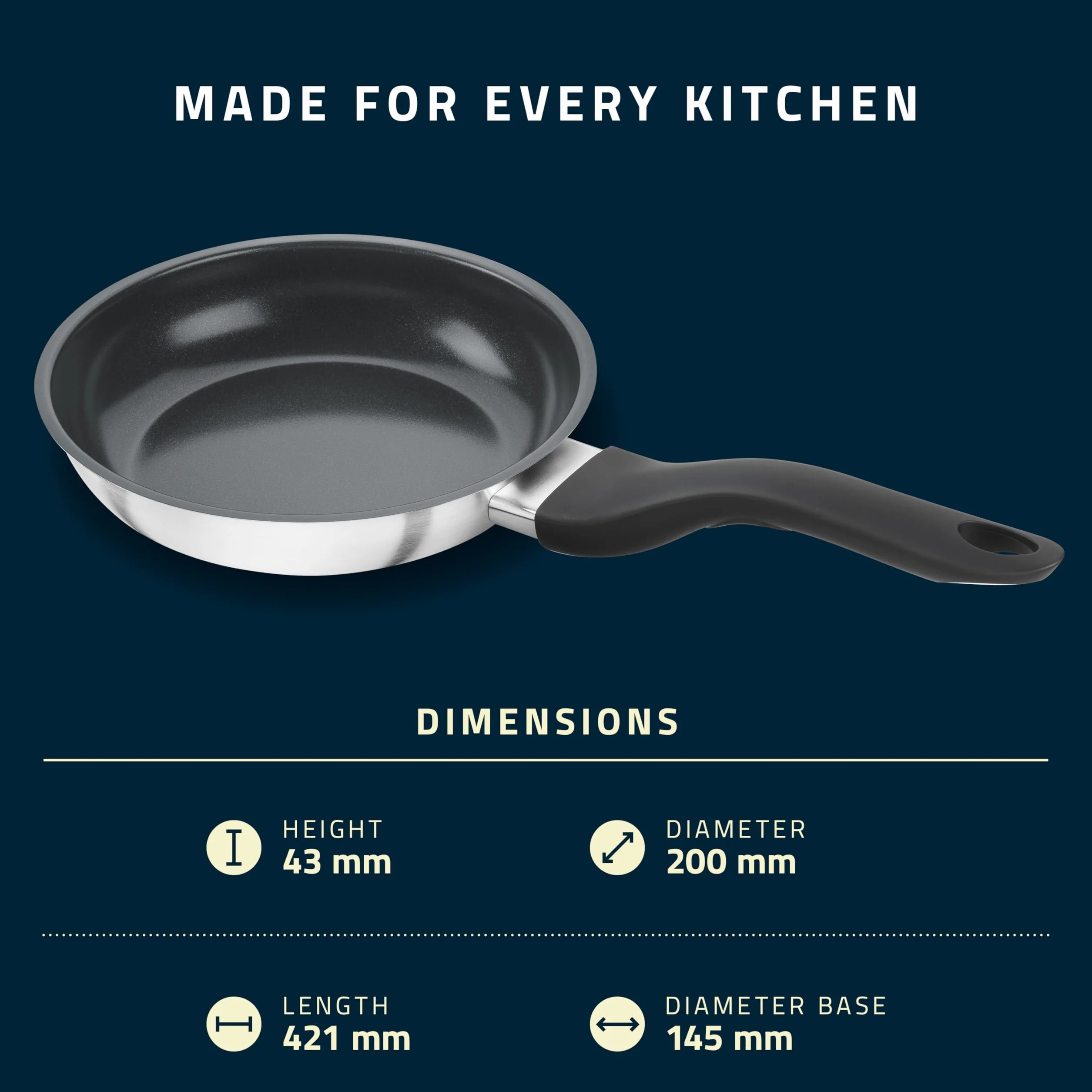 HENCKELS by ZWILLING Stream, padella da 20 cm, con rivestimento antiaderente in ceramica, adatta a induzione