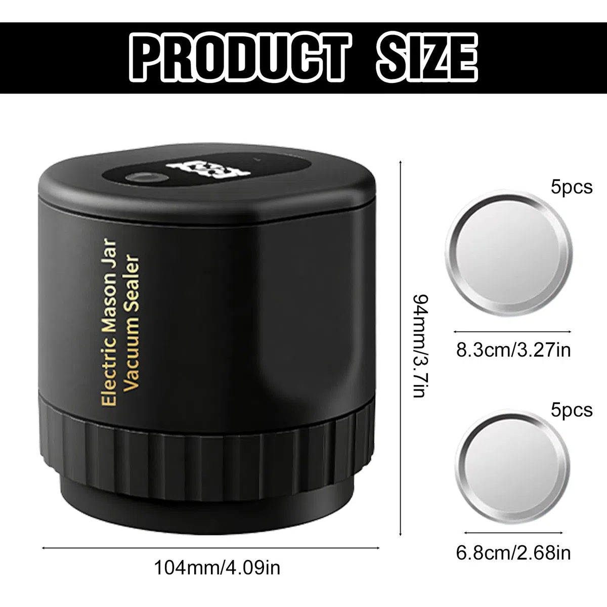 Electric Mason Jar Vacuum Sealer, macchina per sottovuoto elettrica per barattoli di conserve, barattolo di vetro sottovuoto, funzione di arresto automatico, portatile, senza fili, per conservare la