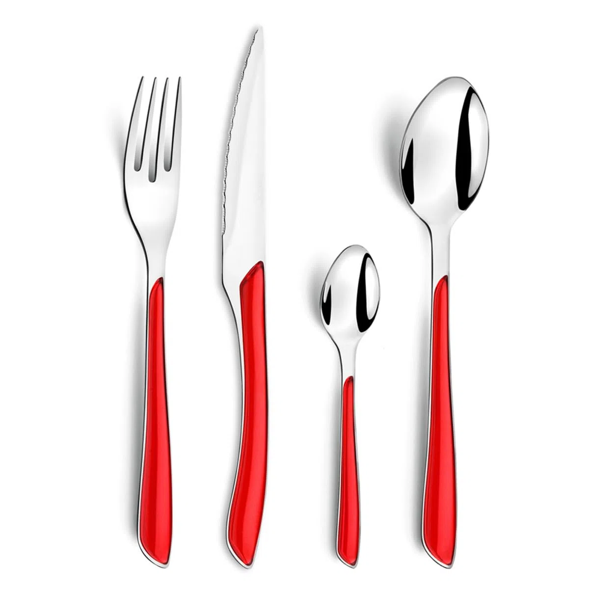 AMEFA - Ménagère 24 couverts de table pour 6 personnes - Eclat - Acier inoxydable 18/0, Finition Brillante - Rouge