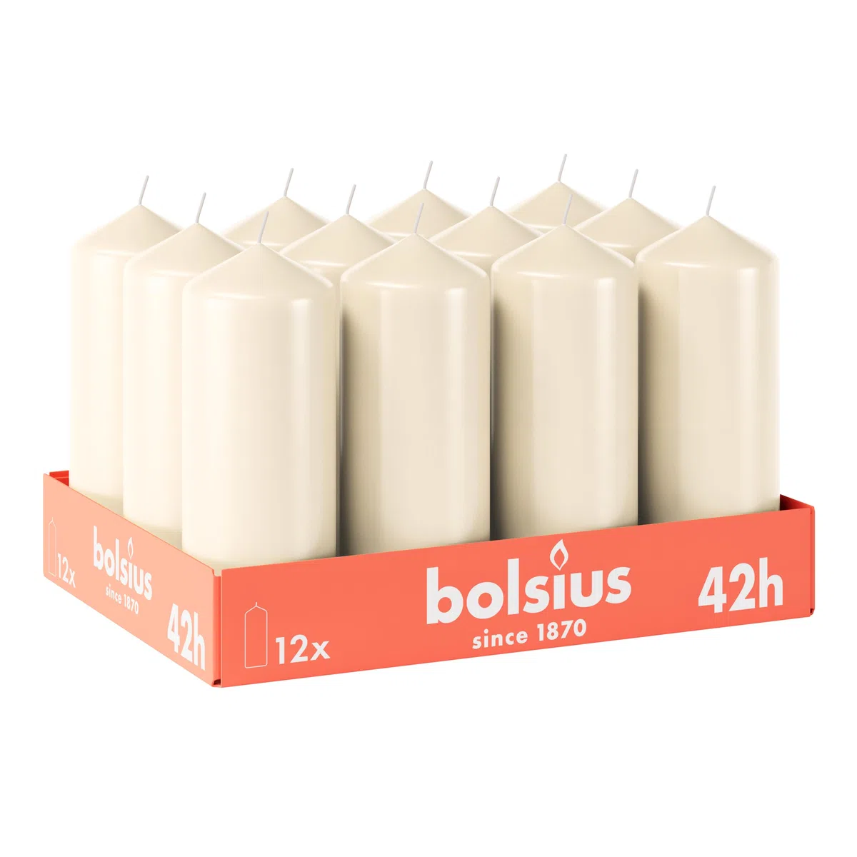 Bolsius Candele a colonna lisce – Bordeaux – Confezione da 12 – 15 x 6 cm – Durata di combustione 42 ore – non profumate – Contiene cera vegetale naturale
