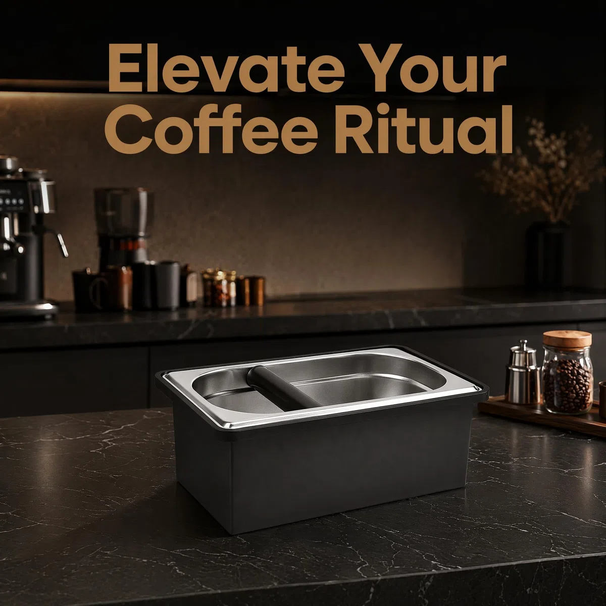 Contenitore per Fondi di Caffè in Acciaio Inossidabile, Knock Box Rimovibile con Spazzola di Pulizia, Contenitore Battifiltro per Macchina Espresso, Accessorio per Barista Casa e Caffetteria