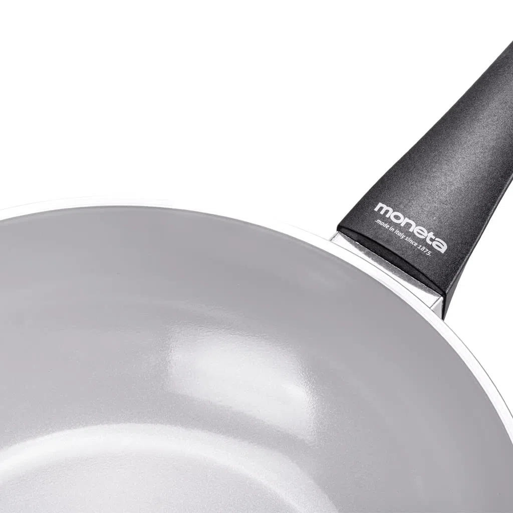 Moneta Futura Wok 28cm, rivestimento naturale FineGres (NO PFAS), anche per induzione. 100% Made in Italy