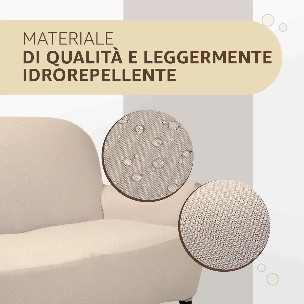 SONIT Copridivano Elasticizzato per Divano con Braccioli Fodera Protettiva Universale in Tessuto Jacquard Vestibilità Aderente Made in Italy [1 Posto,Panna]