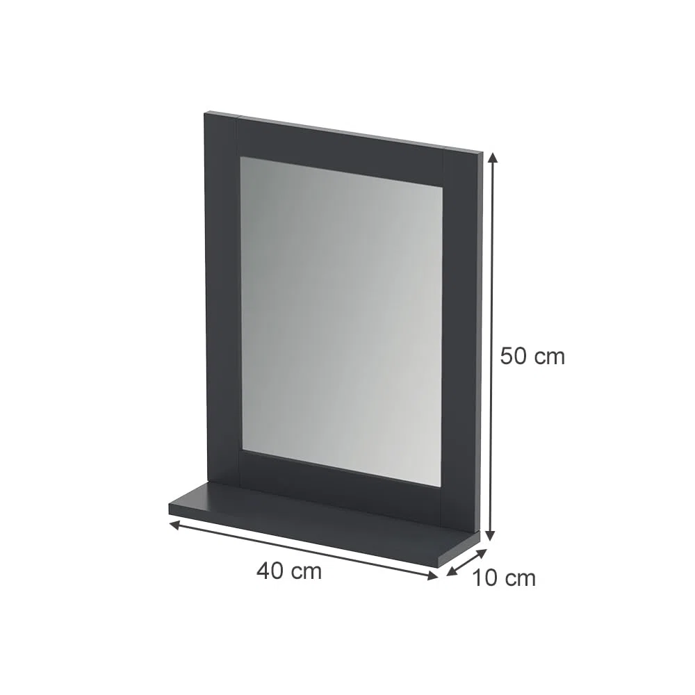 Vicco Specchio da bagno Vilda, Grigio, 40 x 50 cm, per la conservazione di accessori da bagno e prodotti per la cura