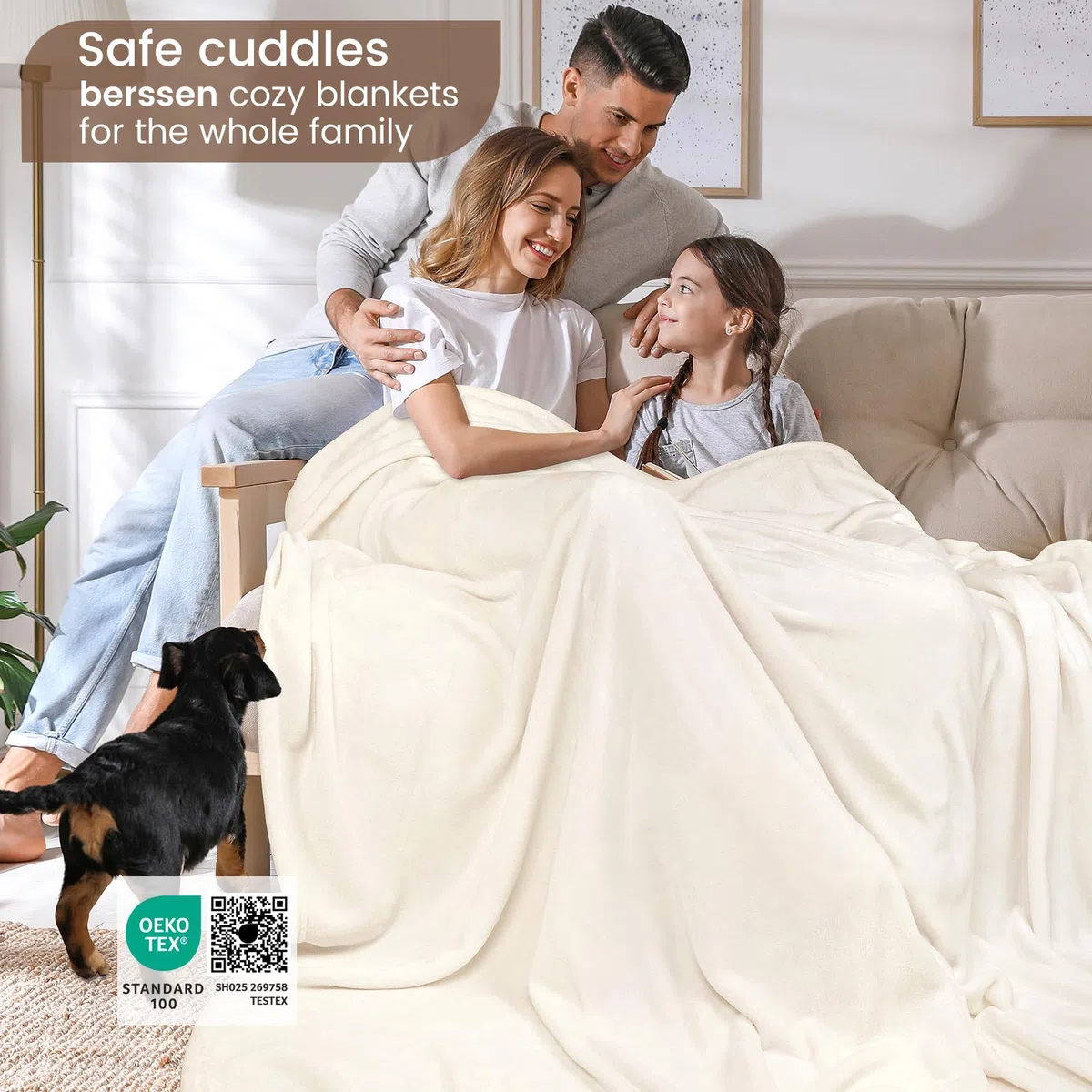 berssen Coperta Plaid - 200 x 230 CM - Bianco Avorio Winter Blanket - Coperta Divano, Morbida, Accogliente, Nessun Odore, Lavabile in Lavatrice, Adatto per l'Autunno e l'Inverno, Antistatico