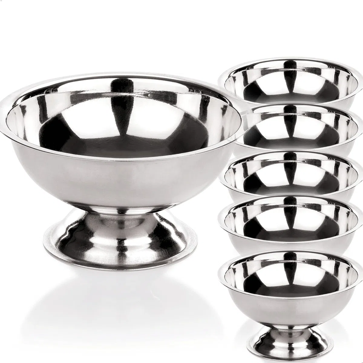 Kerafactum 6 bicchieri da gelato | rotondo | per dessert, Ø 9 cm | Ciotola per servire il gelato in acciaio inox | Ice Cream Bowl
