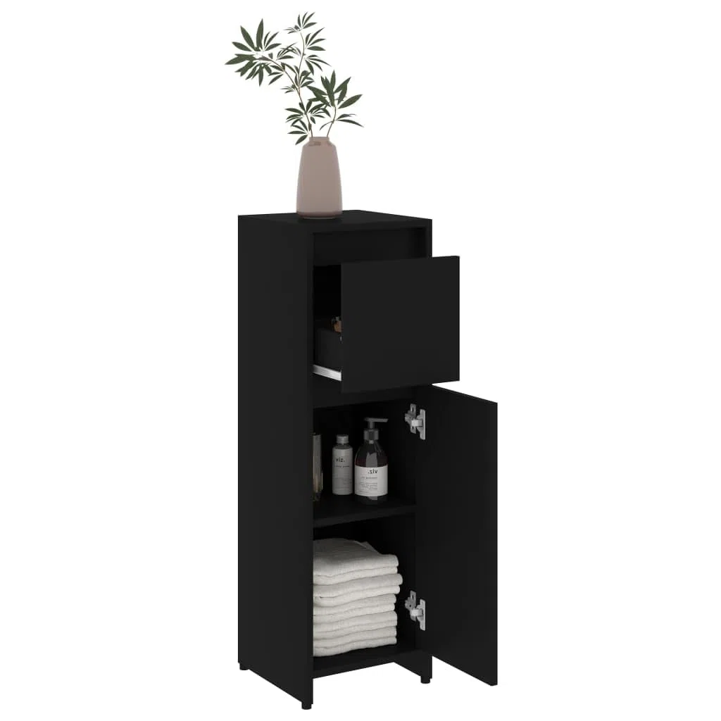 Genérico Mobile da Bagno Nero 30x30x95 cm in Legno Multistrato,Nero,15.75kg,802661