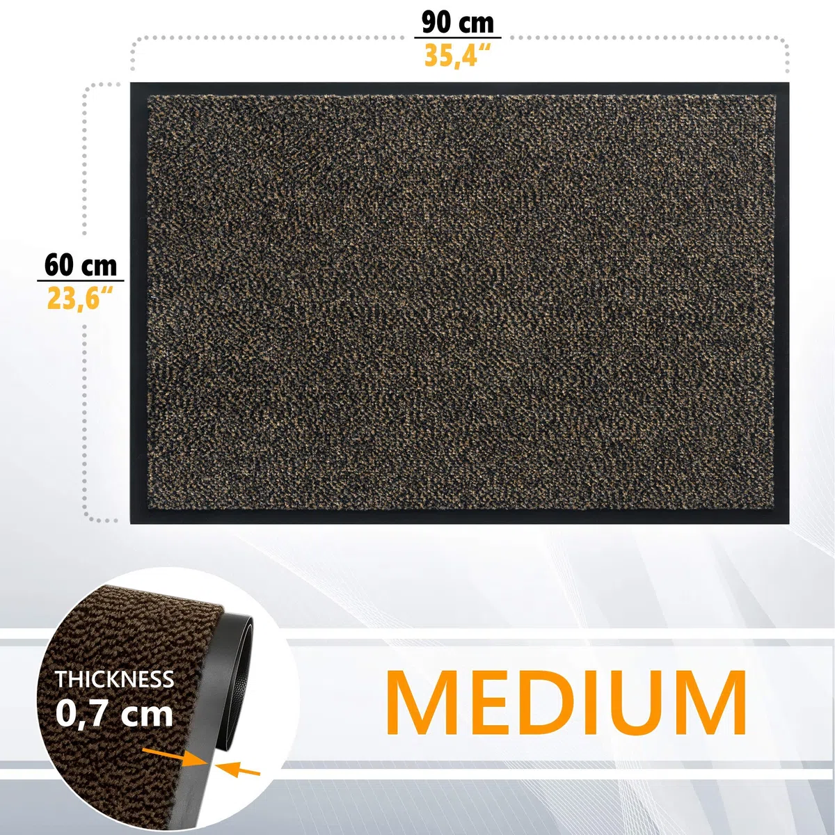 GadHome Tappeto Ingresso casa, Marrone Grigio 60x90 cm | Tappeto da Esterno, intrappola la Polvere|Zerbino Impermeabile, Lavabile, Resistente allo Sporco|Tappetino Antiscivolo Cucina, Camera da Letto