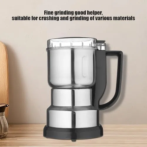 Macinacaffè Elettrico 300W in Acciaio Inox – Macina Spezie, Cereali, Pepe e Semi Multifunzione – Trituratore Rapido con Lame in Acciaio Inossidabile, Design Compatto per Cucina