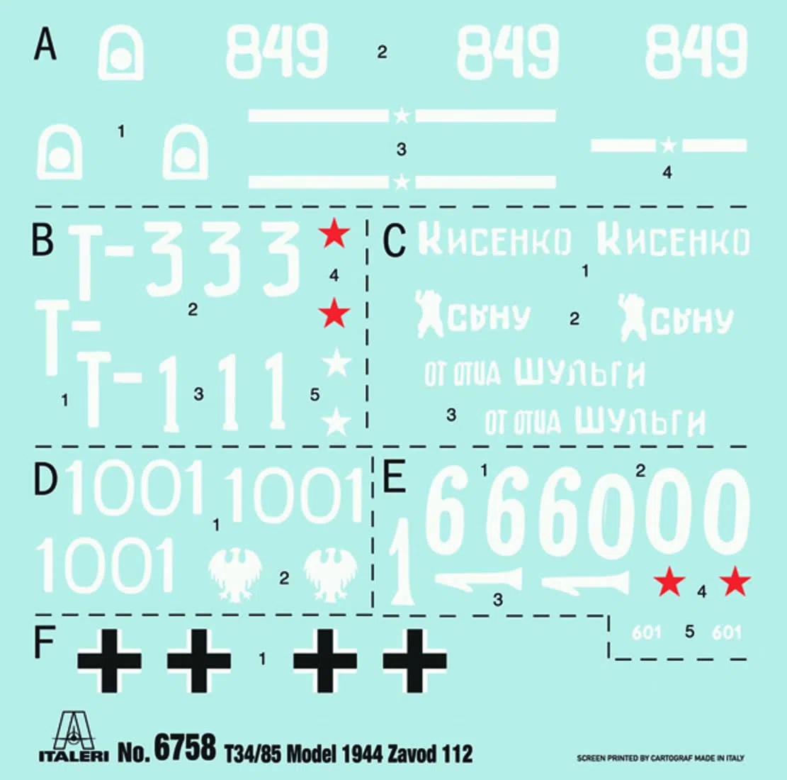 Italeri 6758 T34/85 Zavod 112, scala 1:35, Plastic Model Kit/Modello in plastica da montare