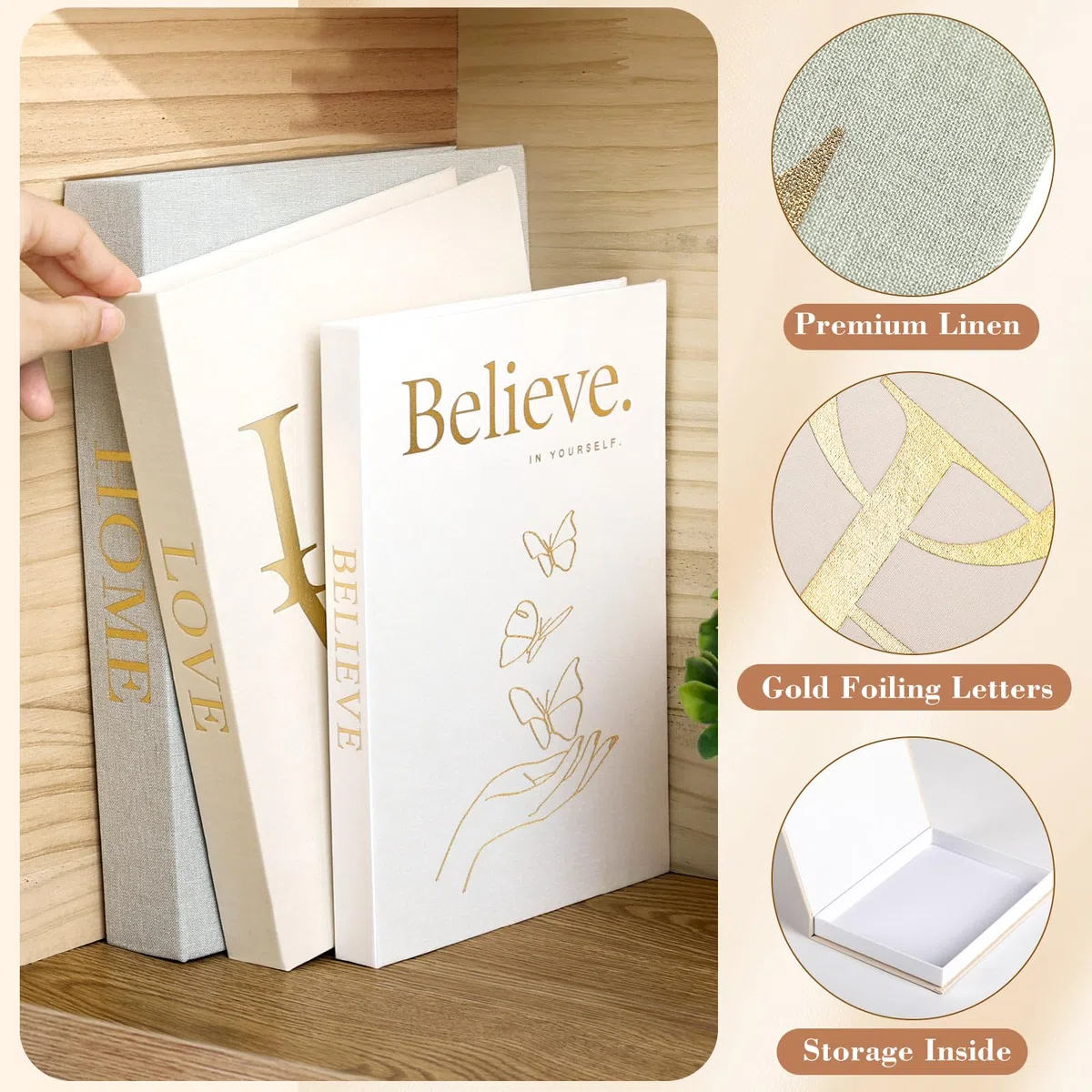 3 pezzi Libri Decorativi Libri Decorativi Arredamento con Magnetica Libri Finti Decorativi per Arredamento Moderno Libreria Café Hotel