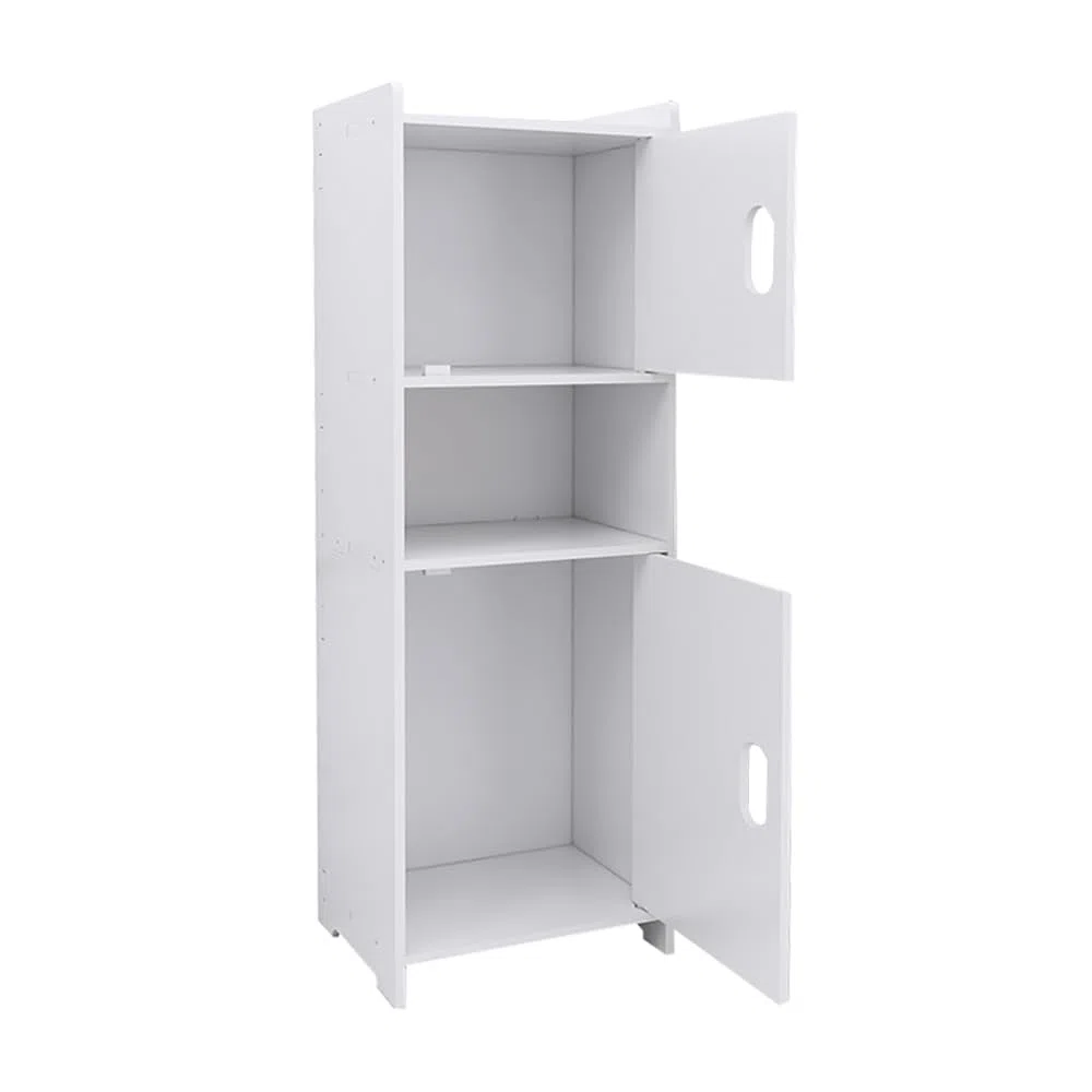 HUOLE - Armadietto per bagno, piccolo mobile di stoccaggio per toilette, armadio per toilette con porta spazzolino WC, mobile da bagno autoportante in legno, 24 x 20 x 72 cm - Bianco