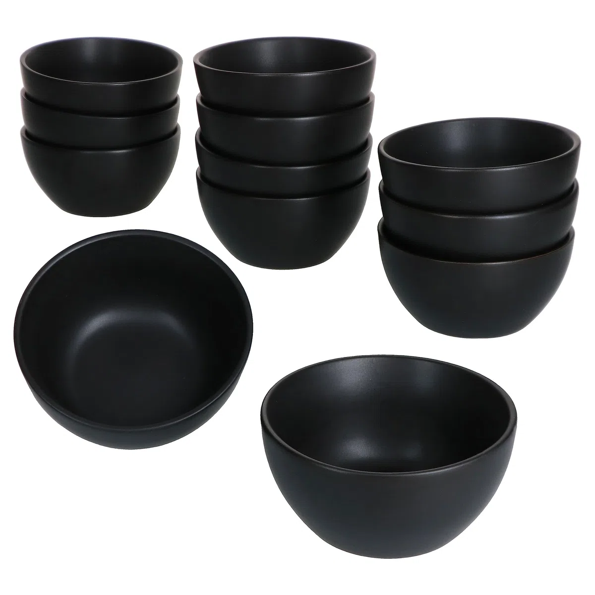 MamboCat London Lampart Nero Kattegat - Set di 12 ciotole per snack e dip, Ø 10 cm, 150 ml, 12 persone, nero opaco, ciotola per composta, dessert mini ciotola, per antipasti & Co I in gres